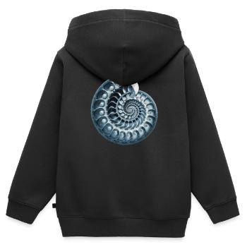 Spirale de Fibonacci, coquille, escargot, phi, symbole - Sweat Premium à capuche zippé enfant bio - noir - Dos - AI Model Kid Male (0cm)