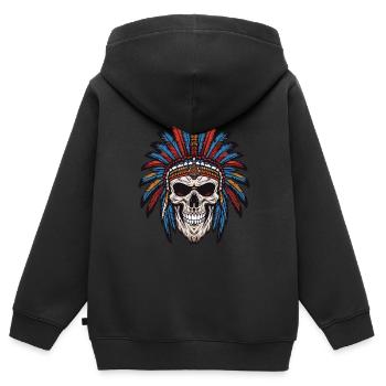 Apache Indianer Häuptling Totenkopf - Kinder Premium Organic Zip Hoodie - Schwarz - Hinten - AI Model Kid Male (0cm)