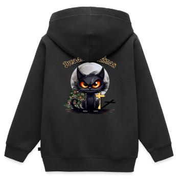 Dreadful Christmas Grummelige Wütende Katze - Kinder Premium Organic Zip Hoodie - Schwarz - Hinten - AI Model Kid Male (0cm)