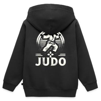 Kampfemblem der Judo-Meisterschaft - Kinder Premium Organic Zip Hoodie - Schwarz - Hinten - AI Model Kid Male (0cm)