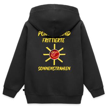 Pommes sind frittierte Sonnenstrahlen die Sonne - Kinder Premium Organic Zip Hoodie - Schwarz - Hinten - AI Model Kid Male (0cm)