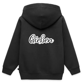 Gießen - Textdesign mit Stadtnamen - Kinder Premium Organic Zip Hoodie - Schwarz - Hinten - AI Model Kid Male (0cm)