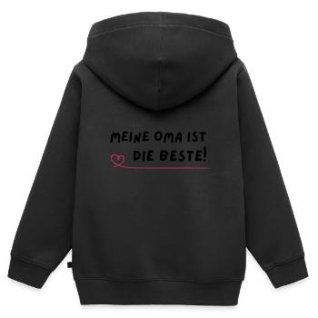 Beste Oma / Ich hab die beste Oma - Kinder Premium Organic Zip Hoodie - Schwarz - Hinten - AI Model Kid Male (0cm)