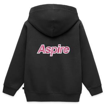 Design typographique Aspire - Sweat Premium à capuche zippé enfant bio - noir - Dos - AI Model Kid Male (0cm)