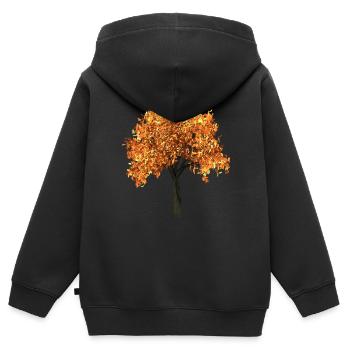 tree arbre blaetter automne branches isolée - Sweat Premium à capuche zippé enfant bio - noir - Dos - AI Model Kid Male (0cm)