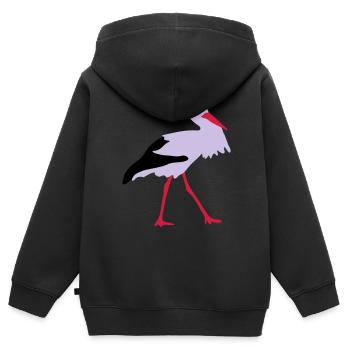 Storch - Kinder Premium Organic Zip Hoodie - Schwarz - Hinten - AI Model Kid Male (0cm)