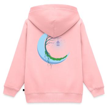 Mond - Kinder Premium Organic Zip Hoodie - Rosa - Hinten - AI Model Kid Female (0cm)