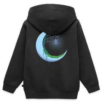 Mond - Kinder Premium Organic Zip Hoodie - Schwarz - Hinten - AI Model Kid Male (0cm)