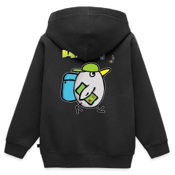 Bird Singing - Apprentissage heureux de l'écolier ABC - Sweat Premium à capuche zippé enfant bio - noir - Dos - AI Model Kid Male (0cm)