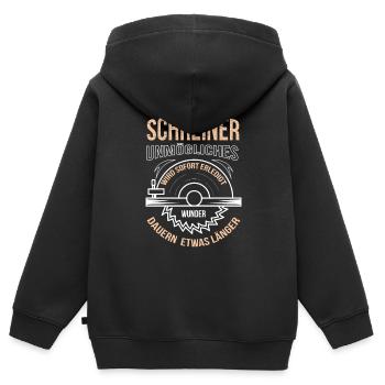 Menuisier Impossible sera fait immédiatement - Sweat Premium à capuche zippé enfant bio - noir - Dos - AI Model Kid Male (0cm)