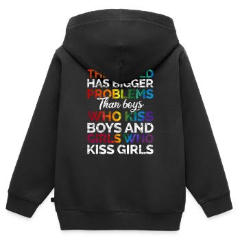 Gay Pride - Kinder Premium Organic Zip Hoodie - Schwarz - Hinten - AI Model Kid Male (0cm)