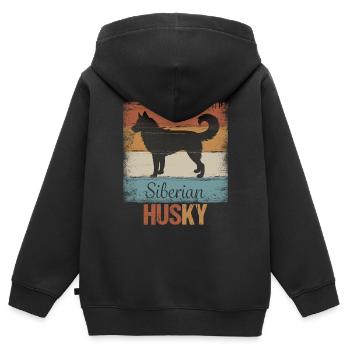Siberian Husky Schlittenhund - Kinder Premium Organic Zip Hoodie - Schwarz - Hinten - AI Model Kid Male (0cm)