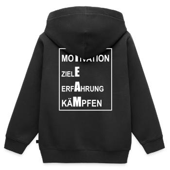 Team Motivation Ziele Erfahrung Kämpfen - Kinder Premium Organic Zip Hoodie - Schwarz - Hinten - AI Model Kid Male (0cm)