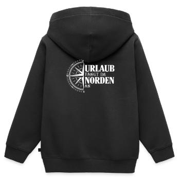 urlaub fängt im Norden an - Kinder Premium Organic Zip Hoodie - Schwarz - Hinten - AI Model Kid Male (0cm)