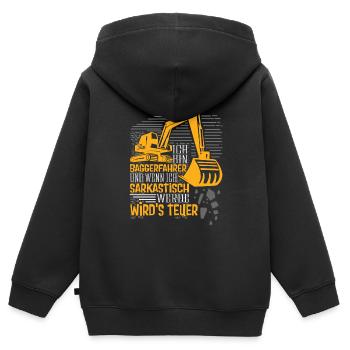 Baggerfahrer wenn ich sarkastisch - Kinder Premium Organic Zip Hoodie - Schwarz - Hinten - AI Model Kid Male (0cm)