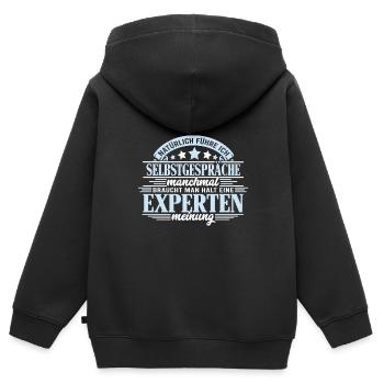 Selbstgespräche führen Kompetente Beratung - Kinder Premium Organic Zip Hoodie - Schwarz - Hinten - AI Model Kid Male (0cm)