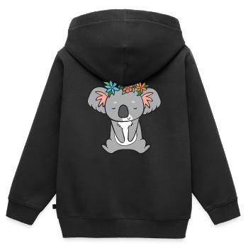 Koala - mit Blumen - Kinder Premium Organic Zip Hoodie - Schwarz - Hinten - AI Model Kid Male (0cm)