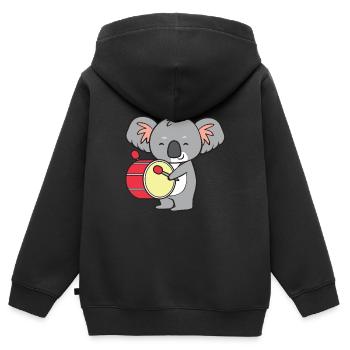 Koala - mit Trommel - Kinder Premium Organic Zip Hoodie - Schwarz - Hinten - AI Model Kid Male (0cm)