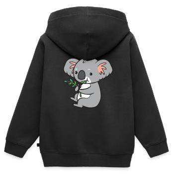 Koala - isst Eukalyptus - Kinder Premium Organic Zip Hoodie - Schwarz - Hinten - AI Model Kid Male (0cm)