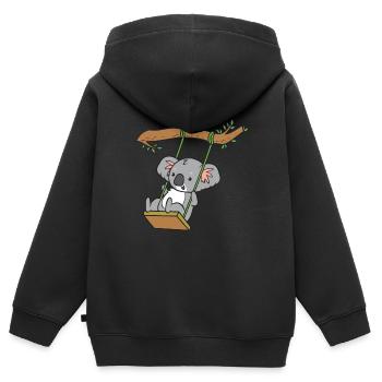 Koala - auf Schaukel - Kinder Premium Organic Zip Hoodie - Schwarz - Hinten - AI Model Kid Male (0cm)