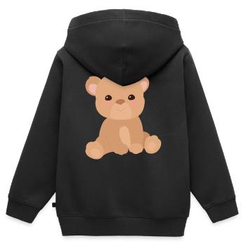 Teddybär - Kinder Premium Organic Zip Hoodie - Schwarz - Hinten - AI Model Kid Male (0cm)