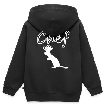 Chefkoch Comicfigur Ratte mit Kochmütze Geschenk - Kinder Premium Organic Zip Hoodie - Schwarz - Hinten - AI Model Kid Male (0cm)