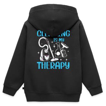 Haushalt Hausfrauen Putzen Putzfrau Geschenk - Kinder Premium Organic Zip Hoodie - Schwarz - Hinten - AI Model Kid Male (0cm)