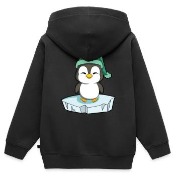 Pingouin - Sweat Premium à capuche zippé enfant bio - noir - Dos - AI Model Kid Male (0cm)