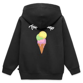 Crème glacée Triple Scoop - Sweat Premium à capuche zippé enfant bio - noir - Dos - AI Model Kid Male (0cm)