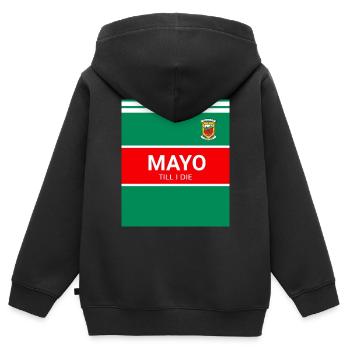 Mayo GAA - Kinder Premium Organic Zip Hoodie - Schwarz - Hinten - AI Model Kid Male (0cm)