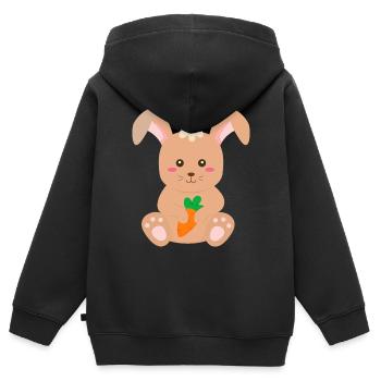 Lapin lapin filles filles enfants - Sweat Premium à capuche zippé enfant bio - noir - Dos - AI Model Kid Male (0cm)