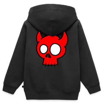 Totenkopf Hörner Schädel - Kinder Premium Organic Zip Hoodie - Schwarz - Hinten - AI Model Kid Male (0cm)
