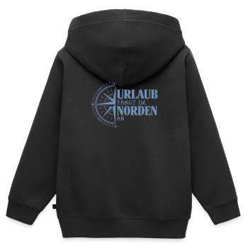 Urlaub fängt im Norden an - Kinder Premium Organic Zip Hoodie - Schwarz - Hinten - AI Model Kid Male (0cm)