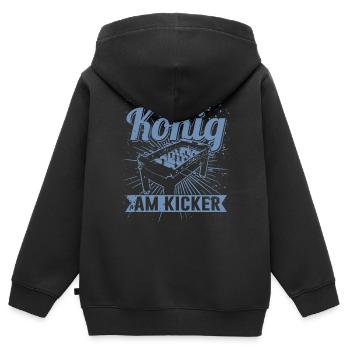 König am Kicker HerrenT-Shirt für Kicker Spieler - Kinder Premium Organic Zip Hoodie - Schwarz - Hinten - AI Model Kid Male (0cm)