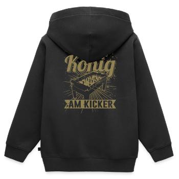 König am Kicker Herren T-Shirt für Kicker Spieler - Kinder Premium Organic Zip Hoodie - Schwarz - Hinten - AI Model Kid Male (0cm)