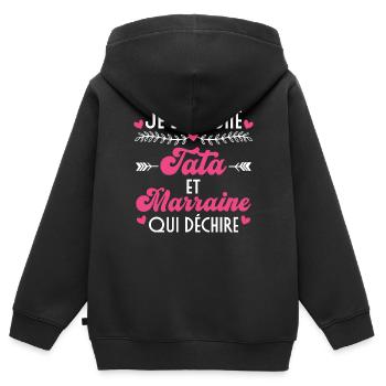 Ich bin eine Tata und eine Patin, die weint - Kinder Premium Organic Zip Hoodie - Schwarz - Hinten - AI Model Kid Male (0cm)