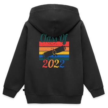 Classe de 2022 Graduation Retro Sunset - Sweat Premium à capuche zippé enfant bio - noir - Dos - AI Model Kid Male (0cm)