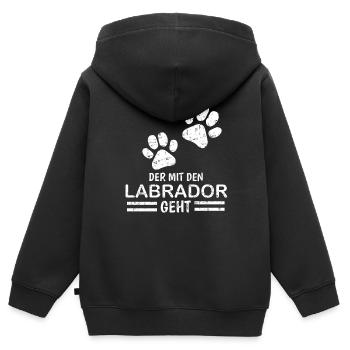 Herrchen Labrador der mit dem Labrador geht - Kinder Premium Organic Zip Hoodie - Schwarz - Hinten - AI Model Kid Male (0cm)