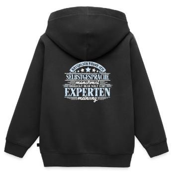 Selbstgespräche führen Kompetente Beratung - Kinder Premium Organic Zip Hoodie - Schwarz - Hinten - AI Model Kid Male (0cm)