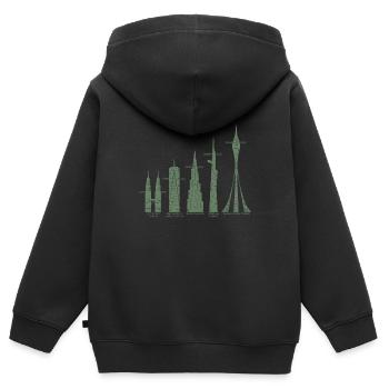 die 7 größten Gebäude der Welt - Kinder Premium Organic Zip Hoodie - Schwarz - Hinten - AI Model Kid Male (0cm)