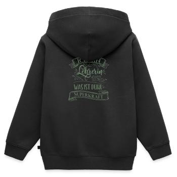 Lehrerin was ist deine Superkraft - Kinder Premium Organic Zip Hoodie - Schwarz - Hinten - AI Model Kid Male (0cm)