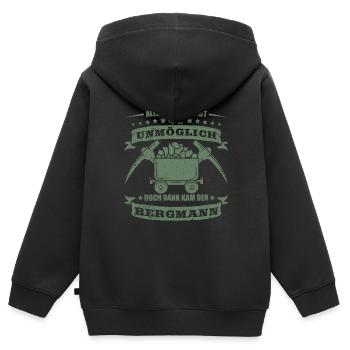 Bergbau Shirt Alle haben gesagt - Kinder Premium Organic Zip Hoodie - Schwarz - Hinten - AI Model Kid Male (0cm)