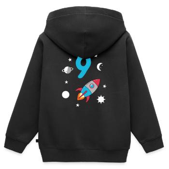 Fusée et espace du 9e anniversaire - Sweat Premium à capuche zippé enfant bio - noir - Dos - AI Model Kid Male (0cm)