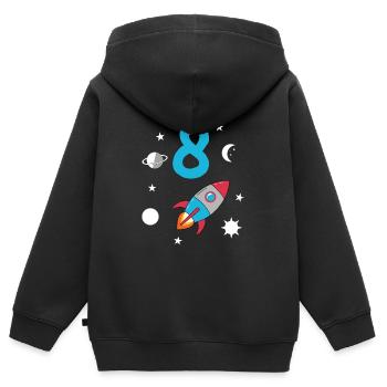 Fusée et espace 8e anniversaire - Sweat Premium à capuche zippé enfant bio - noir - Dos - AI Model Kid Male (0cm)