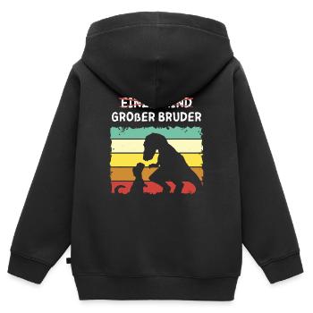 Einzelkind großer Bruder Dino - Kinder Premium Organic Zip Hoodie - Schwarz - Hinten - AI Model Kid Male (0cm)