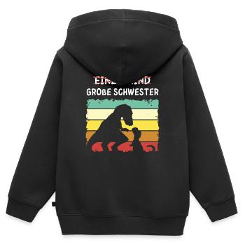 Einzelkind große Schwester Dino - Kinder Premium Organic Zip Hoodie - Schwarz - Hinten - AI Model Kid Male (0cm)