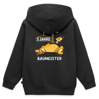 3. Geburtstag Baumeister - Kinder Premium Organic Zip Hoodie - Schwarz - Hinten - AI Model Kid Male (0cm)
