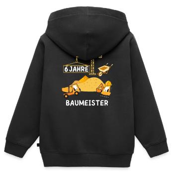 6. Geburtstag Baumeister - Kinder Premium Organic Zip Hoodie - Schwarz - Hinten - AI Model Kid Male (0cm)