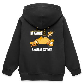 8. Geburtstag Baumeister - Kinder Premium Organic Zip Hoodie - Schwarz - Hinten - AI Model Kid Male (0cm)