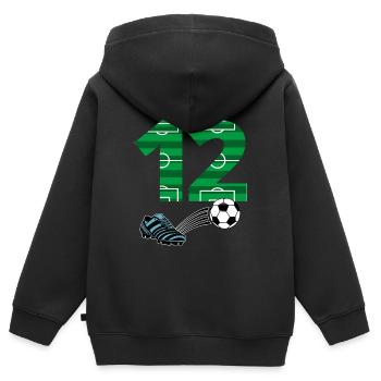 12. Geburtstag Fußball - Kinder Premium Organic Zip Hoodie - Schwarz - Hinten - AI Model Kid Male (0cm)